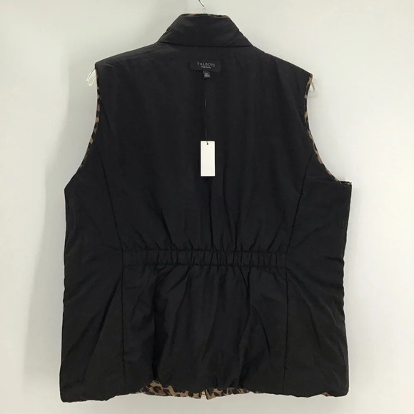 Talbots Reversible Quilted Vest Leopard/Black NWT Classic Winter Career Size 1XP - Picture 12 of 13